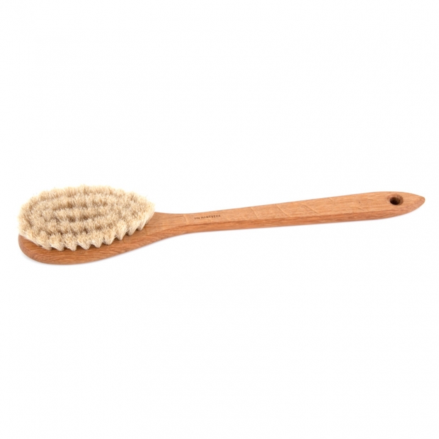 Horsehair massage brush with handle