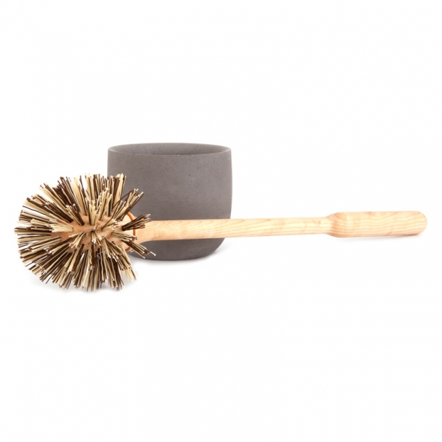 Toilet brush with bowl, light gray concrete