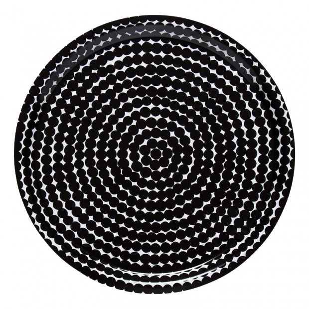 Räsymatto tray 31cm, black and white