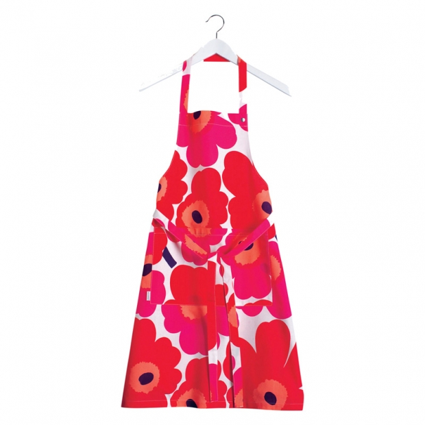 Pieni Unikko kitchen apron, red
