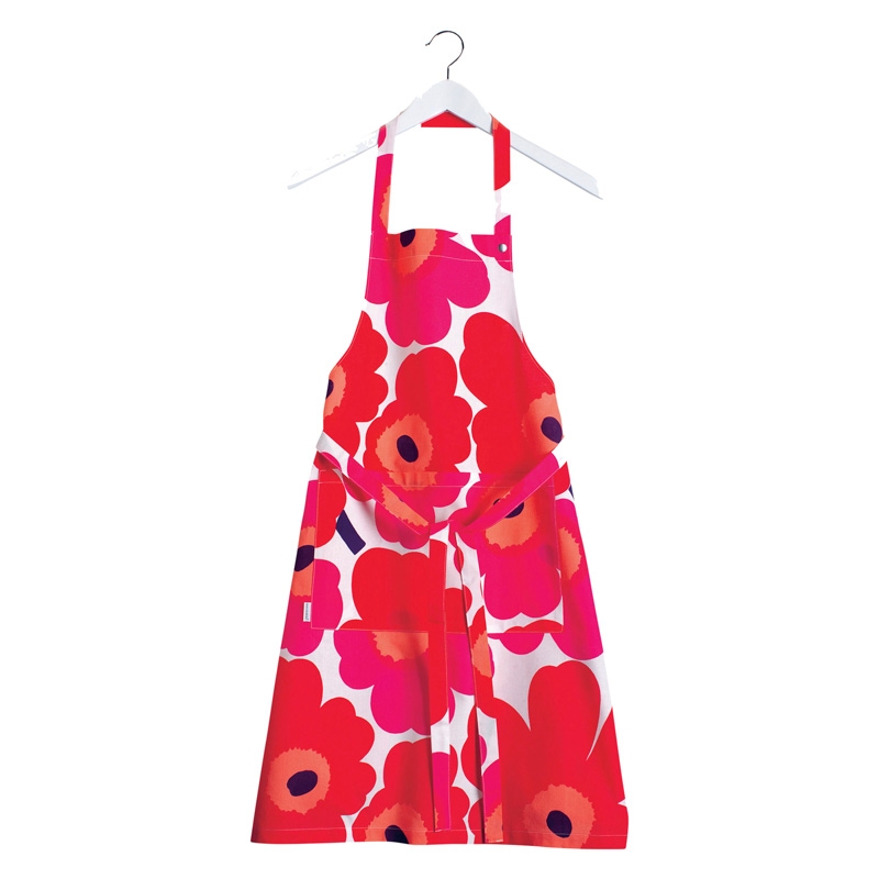Pieni Unikko kitchen apron, red