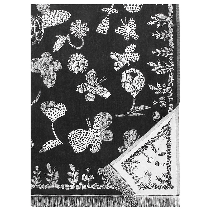 Linen blanket / tablecloth Aamos, black and white