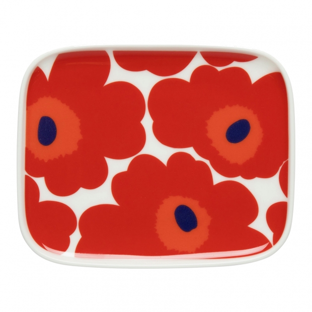 Plate Oiva Unikko 15x12cm, red
