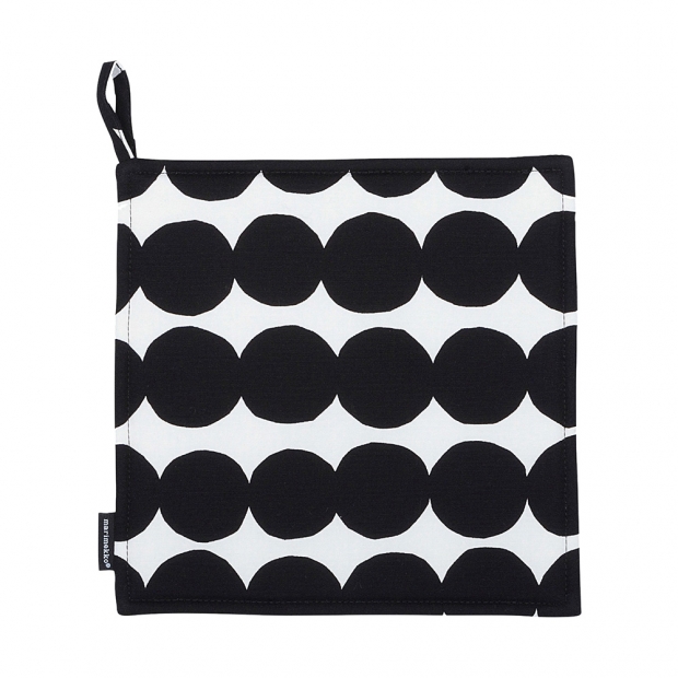 Räsymatto square oven mitt, black and white