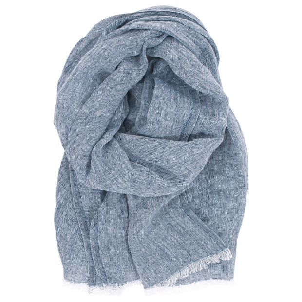 Halaus linen scarf, blueberry blue