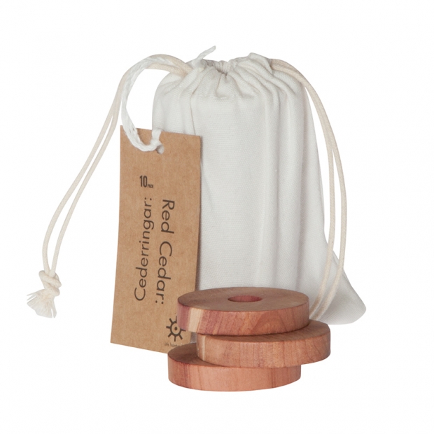 Cedar discs for wardrobe, 10pcs / cotton bag