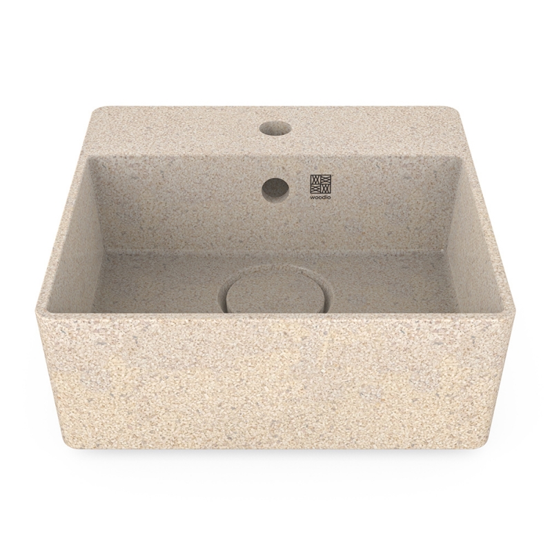 Cube40 washbasin, polar white / countertop with tap hole