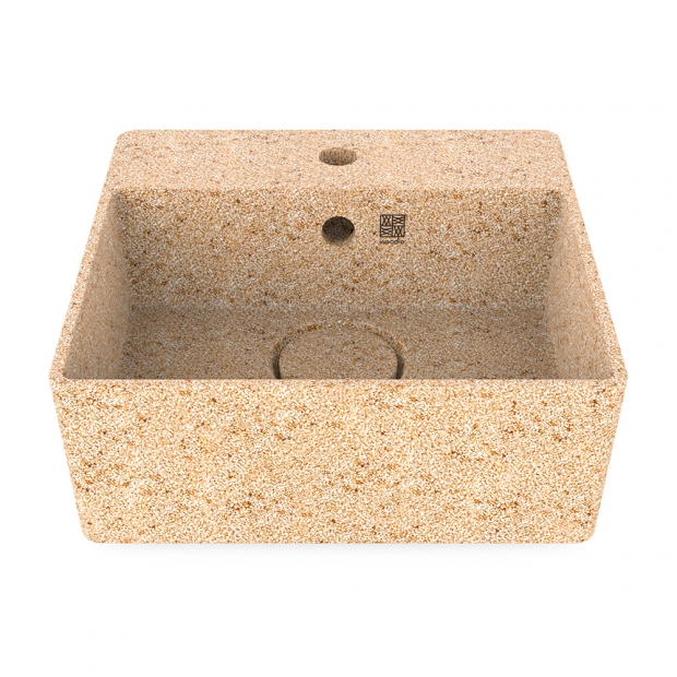 Cube40 washbasin, natural beige / countertop with tap hole