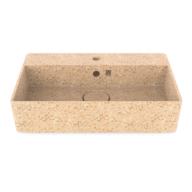 Cube60 washbasin, natural beige / countertop with tap hole