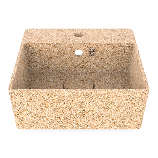 Cube40 washbasin, natural beige / wall-mounted with tap hole