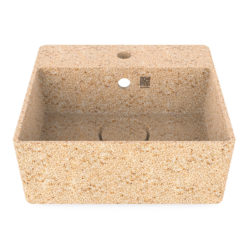 Cube40 washbasin, natural beige / wall-mounted with tap hole
