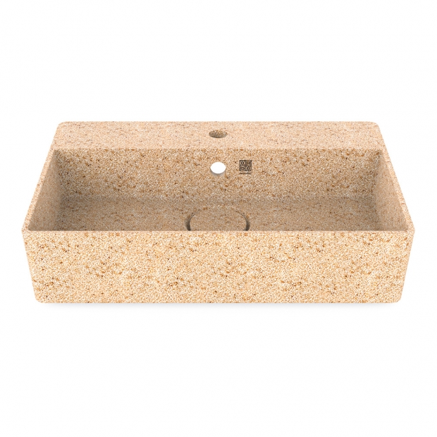 Cube60 washbasin, natural beige / wall-mounted with tap hole