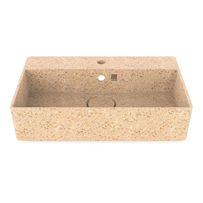 Cube60 washbasin, natural beige / wall-mounted with tap hole