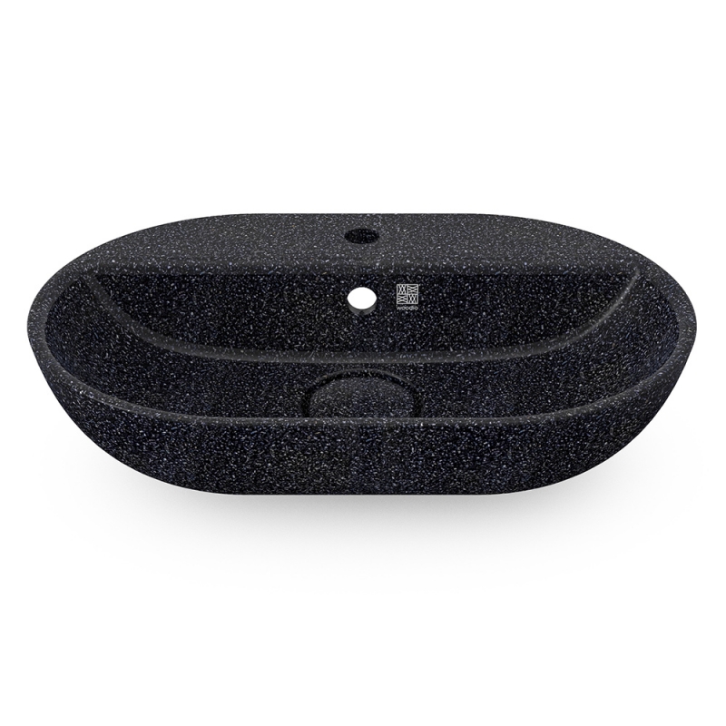 Soft60 washbasin, black char / countertop with tap hole