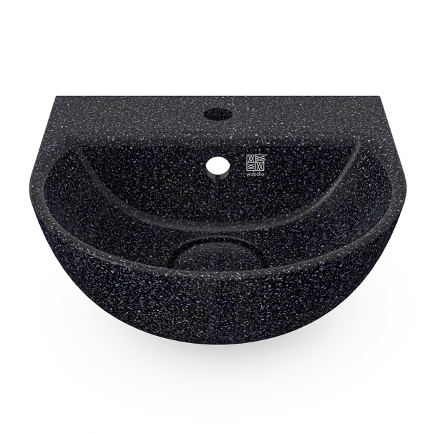 Soft40 washbasin, black char / wall-mounted with tap hole
