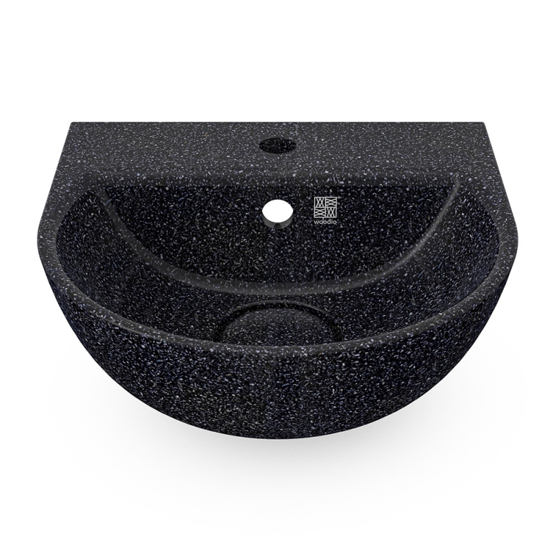 Soft40 washbasin, black char / wall-mounted with tap hole
