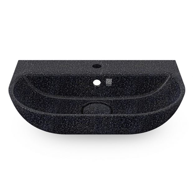 Soft60 washbasin, black char / wall-mounted with tap hole