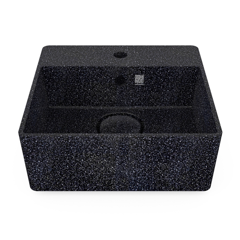 Cube40 washbasin, black char / countertop with tap hole