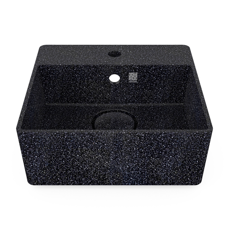 Cube40 washbasin, black char / wall-mounted with tap hole