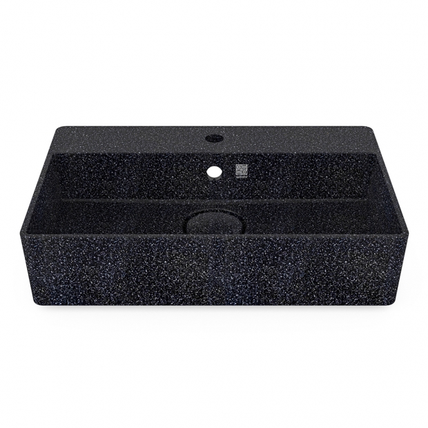 Cube60 washbasin, black char / wall-mounted with tap hole