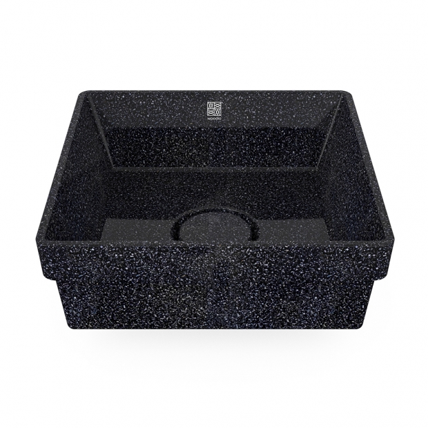Cube40 washbasin, black char / recessed