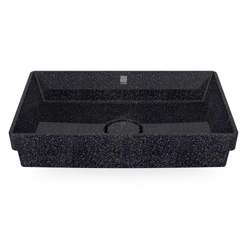 Cube60 washbasin, black char / recessed