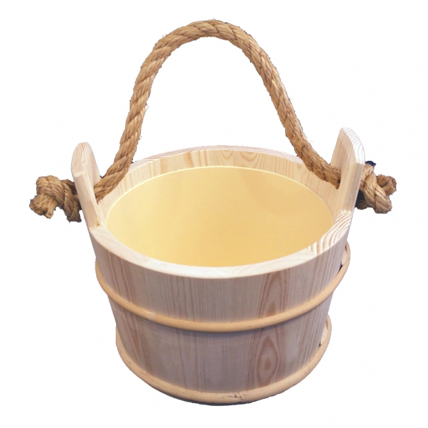 Sauna bucket 4l, pine / rope