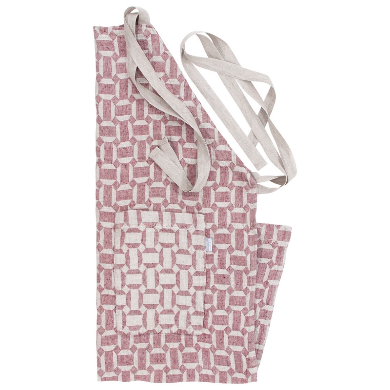 Linen apron Mauste, burgundy red