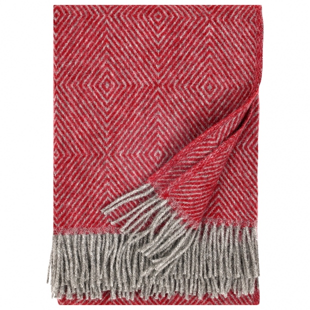 Vlněná deka Maria 130x180, šedo-červená