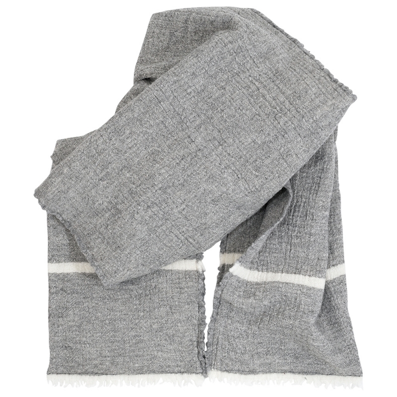 Merino scarf Tanhu, with pockets / light gray-white