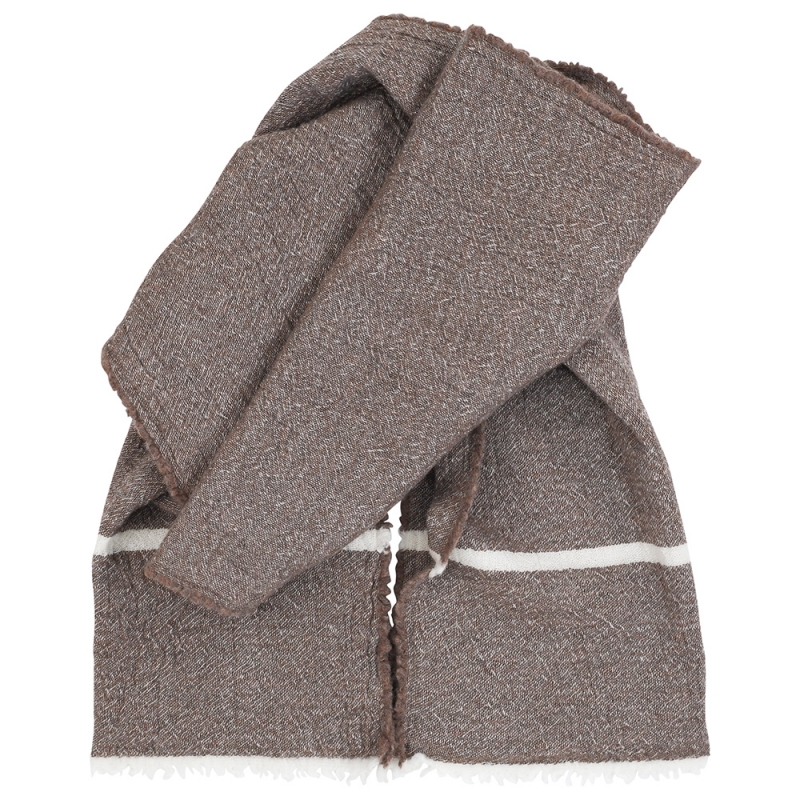 Merino scarf Tanhu, with pockets / brown-white