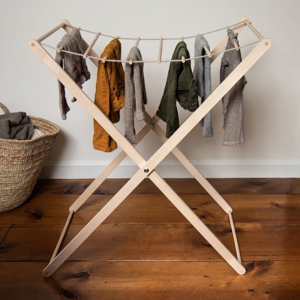 Wooden clothes drying rack