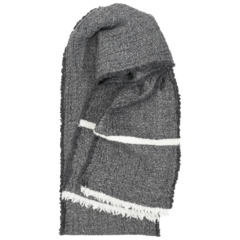 Merino scarf Tanhu, dark gray-white