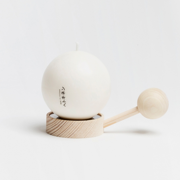 Happiness globe candle with candlestick, pine / medium