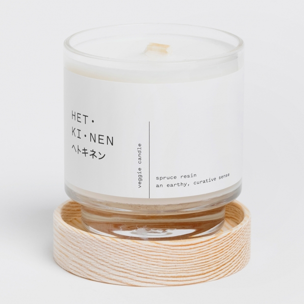 Veggie scented candle in glass, spruce-resin