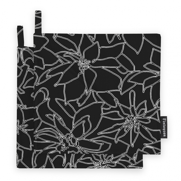 Square oven mitt Aura, 2pcs / black-white