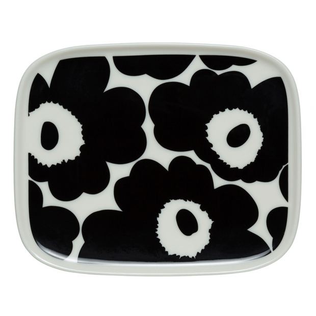 Plate Oiva Unikko 15x12cm, black-white