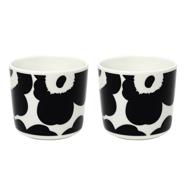 Mug Oiva Unikko 0.2l, 2pcs, black-white / without handle