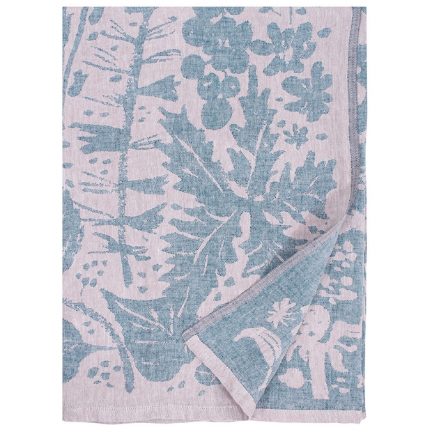 Linen blanket / tablecloth Villiyrtit 150x200, pink-petroleum