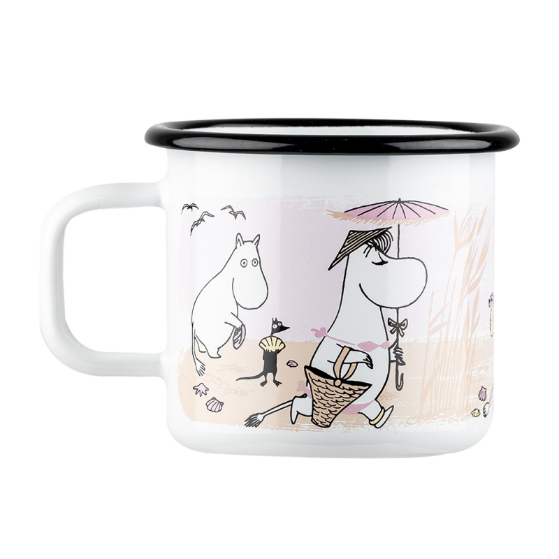 Moomin Beach mug 0.37l, enamel / white
