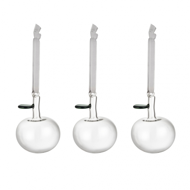 Glass apple ornaments Oiva Toikka, clear / 3pcs