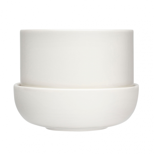 Nappula flower pot, with saucer / white