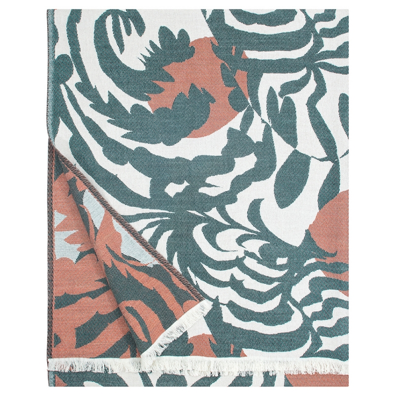 Merino blanket Kuutamo 130x180, green-cinnamon