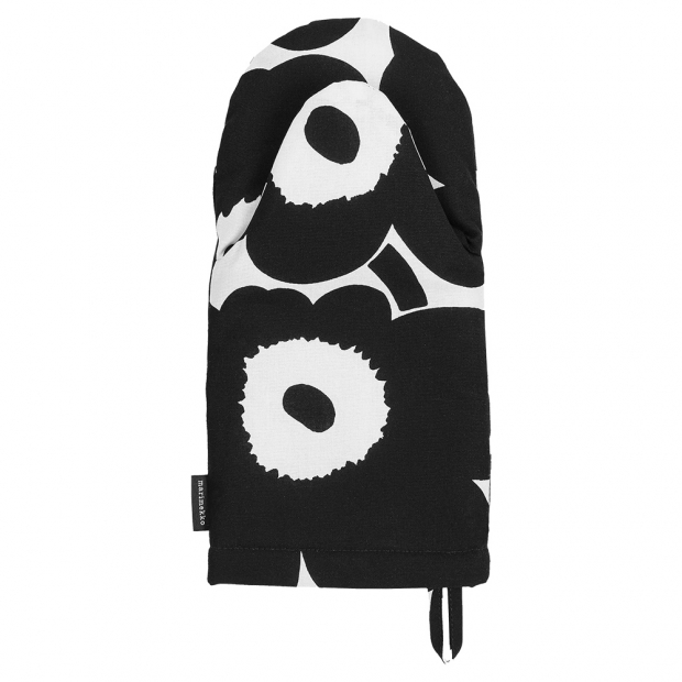 Unikko kitchen mitt, black and white