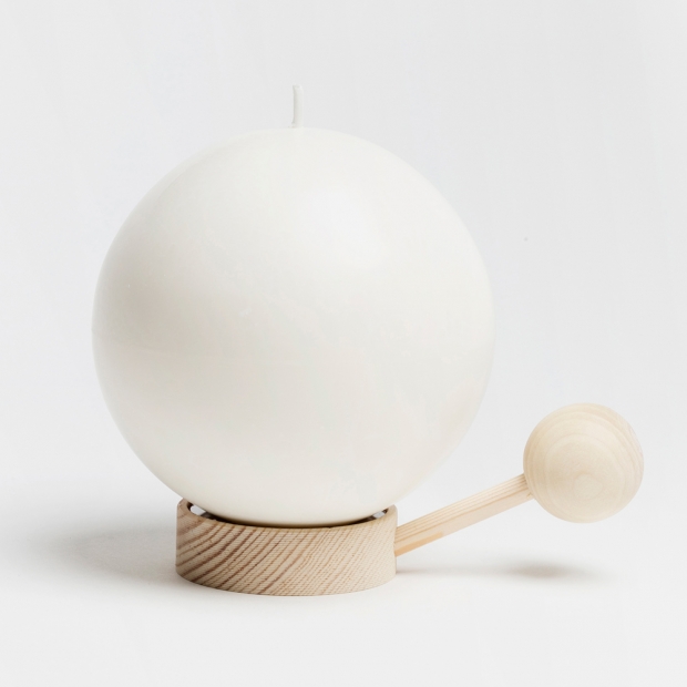 Happiness globe candle with candlestick, pine / large