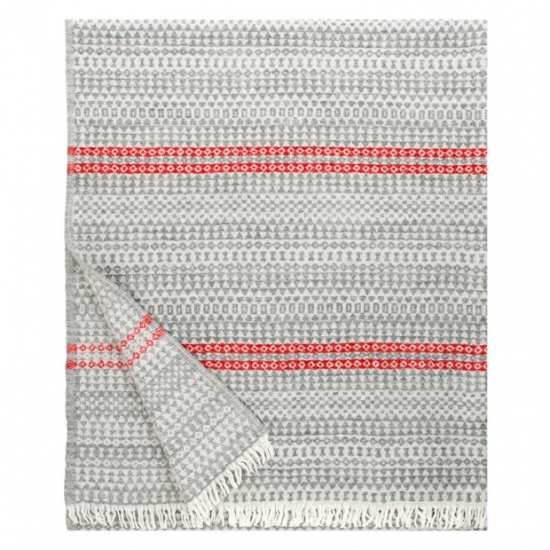 Wool blanket Aino 130x170, gray-red