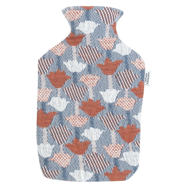 Tulppaani hot water bottle, cinnamon-blue
