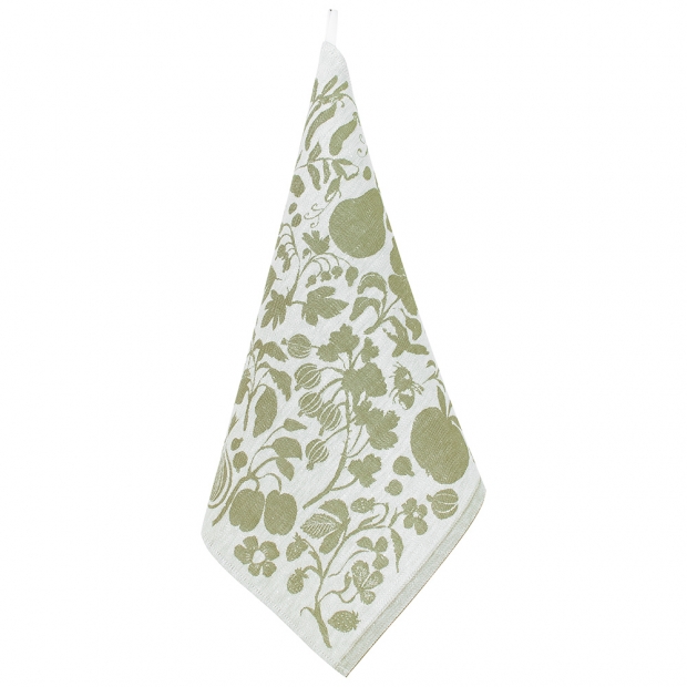 Linen tea towel / napkin Puutarha 46x46, olive-white