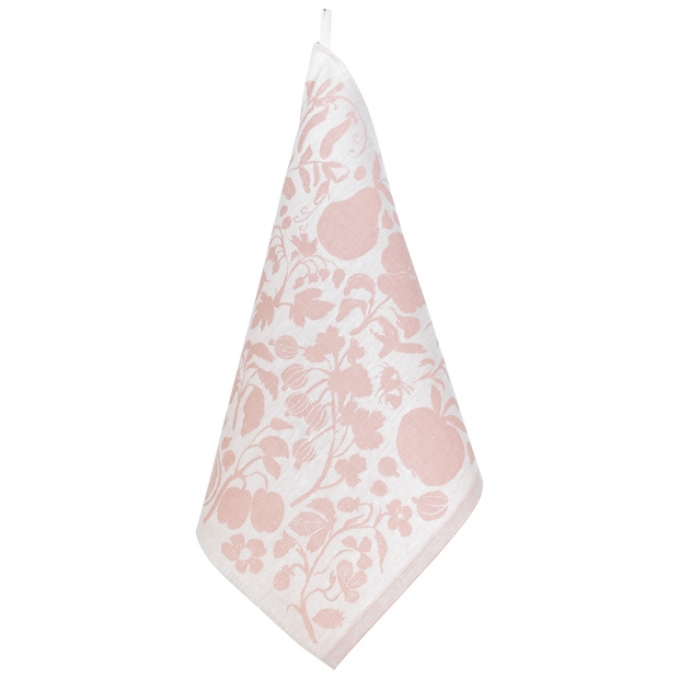 Linen tea towel / napkin Puutarha 46x46, pink-white