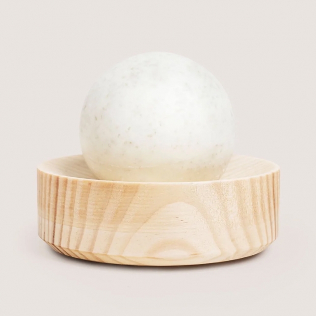 Salt soap with round base, pine-mint